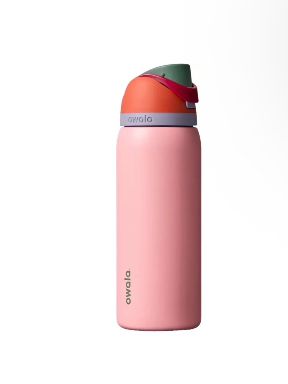 Owala Pink Insulated Water Bottle with Multicolor Lid